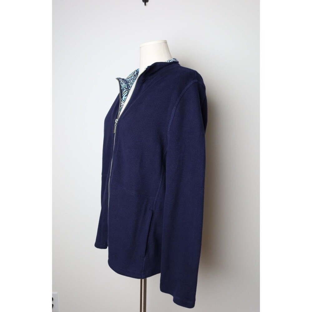 Women’s Weekends By Chico’s Size 2 (Large) Full Zip Artisan Paisley Jacket Navy - Picture 5 of 12